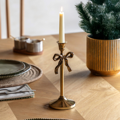 Studio Bow Dinner Candle Holder Gold 100x100x245mm