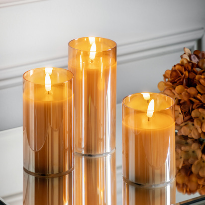 LED Candle Gold Votive (Set of 3) 75x75x150mm
