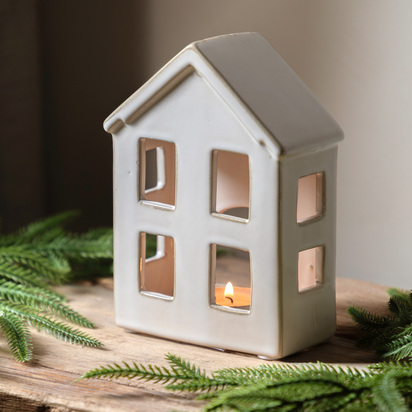 Pearly White House Tealight Holder 120x60x170mm