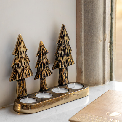 Studio Xmas Tree Tealight Holder Gold 235x70x185mm