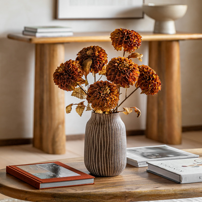Faux Classic Stem Dahlia Burnt Orange 730mm (6pk)
