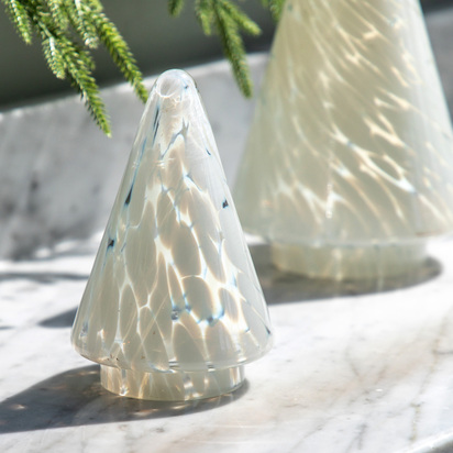 Studio White Confetti Glass Tree Decoration 100x100x150mm  - Small