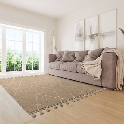 Oakham 3 120x170cm Sand/Cream Linear Rug