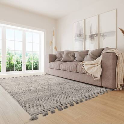 Oakham 3 200x290cm Grey/Black Diamond Rug