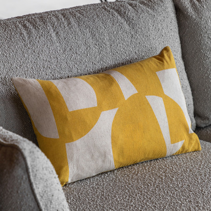 Denwell Graphic Cushion Mustard 300x500mm Poly Filled