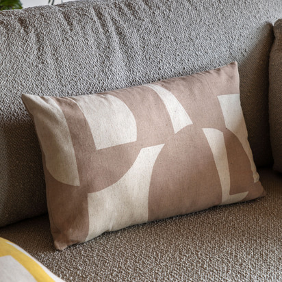 Denwell Graphic Cushion Taupe 300x500mm Poly Filled
