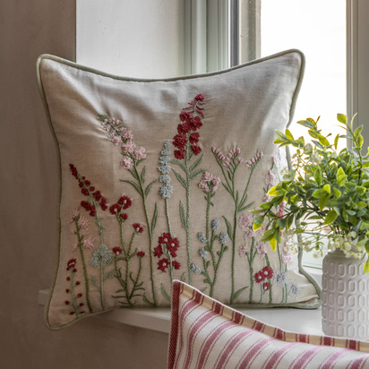 Eastley Embroidered Meadow Cushion Feather Filled