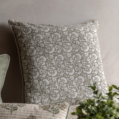 Fendale Floral Cushion Taupe Poly Filled