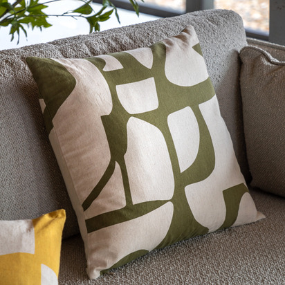Kingswick Graphic Cushion Olive 450x450mm Poly Filled