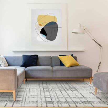 Carlton 3 120x170cm Grid Grey Rug NV31