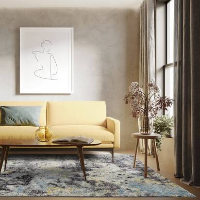 Carlton 3 200x290cm Abstract Blue Rug NV32