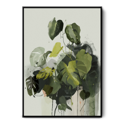 Abstract Monstera Leaf - Large / Black