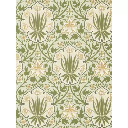 Morris & Co. Iris & Rose Wallpaper Bayleaf/ Weld | H52 x W52 x D10.05m