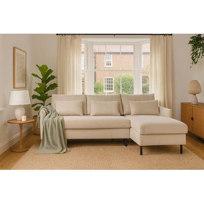 Model 12 Sofa Bed with Storage 3 Seater Right Chaise, Chalk