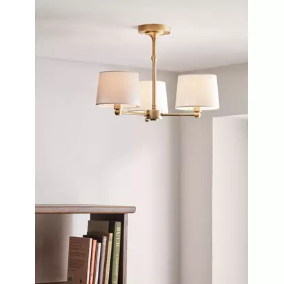 John Lewis Isabel Semi Flush Ceiling Light Antique Brass | H35 x Dia.50cm