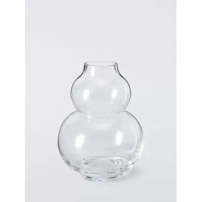 John Lewis Gourd Glass Vase, H17cm, Clear Clear | H17 x W12.70 x D12.70cm