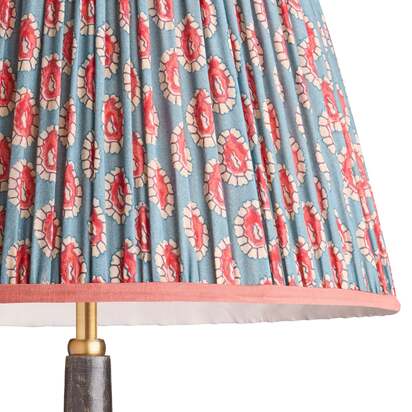 16cm empire shade in blue and red block printed Dotty gathered cotton by GP & J Baker