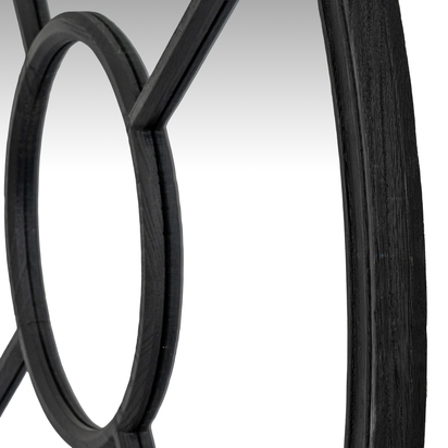 Black Wood Round Window Mirror