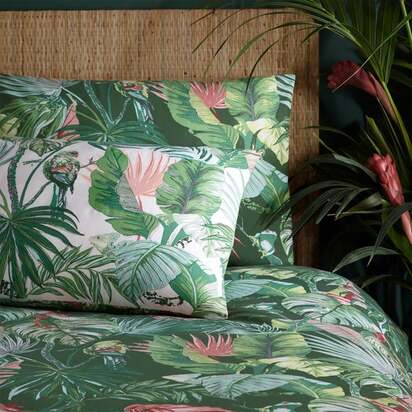 furn. Amazonia Jade Floral Reversible Duvet Cover and Pillowcase Set
