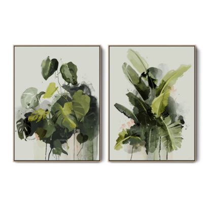 Abstract Banana & Monstera Set - Medium / Natural