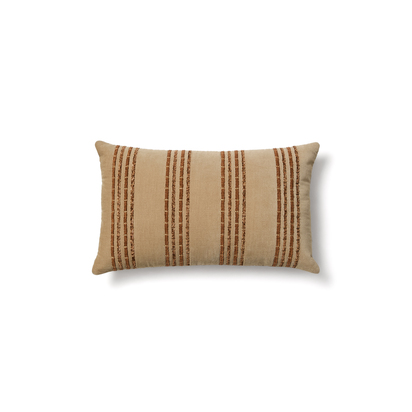 Amela cushion cover in velvet with beige embroidered stripe 50 x 30 cm
