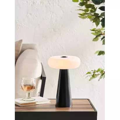 John Lewis Issie Rechargeable Indoor/Outdoor LED Table Lamp Black | H27.90 x W17.90 x D17.90cm