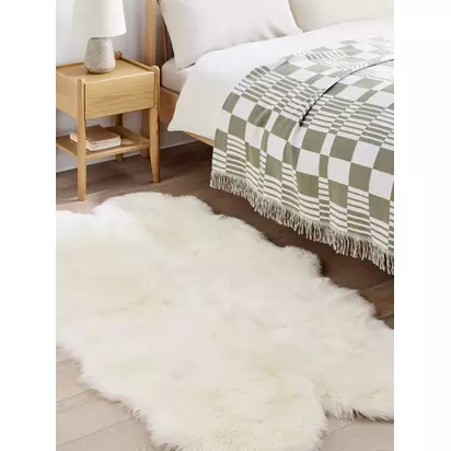 John Lewis New Zealand Sheepskin Quad Sheepskin Rug Ivory | L170 x W95 x D4.5cm