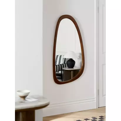John Lewis Asymmetrical Shaped Wood Frame Wall Mirror, 115 x 65cm, Natural Natural | H115 x W65 x D2.5cm