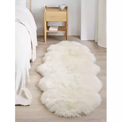 John Lewis Premium New Zealand Double Sheepskin Rug Natural | L190 x W55 x D6cm