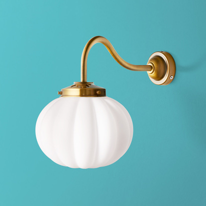 IP44 Swan neck wall fitting in antique brass