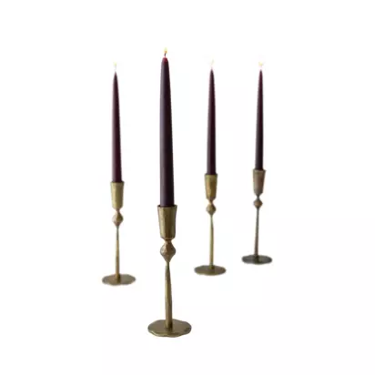 The Small Home Brass Dinner Candle Holder, Brass Brass | H19 x W6.70 x D6.70cm