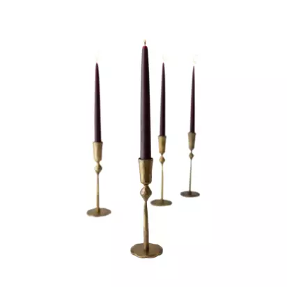 The Small Home Brass Dinner Candle Holder, Brass Brass | H19 x W6.70 x D6.70cm