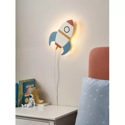 John Lewis Kids' Rocket Wall Light Blue | H29 x W21.60 x D4.10cm