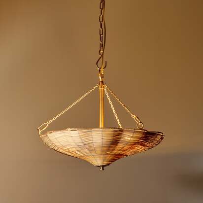 Smaller Flower pendant in natural rattan