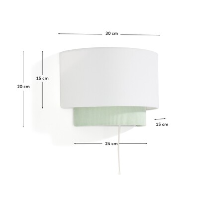 Bianella cotton and turquoise corduroy wall light Ã˜ 40cm