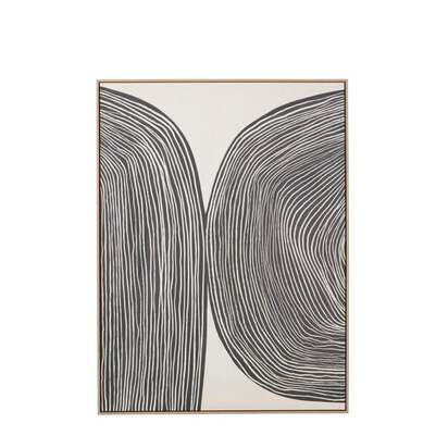 Black & Cream Abstract Lines Framed Canvas