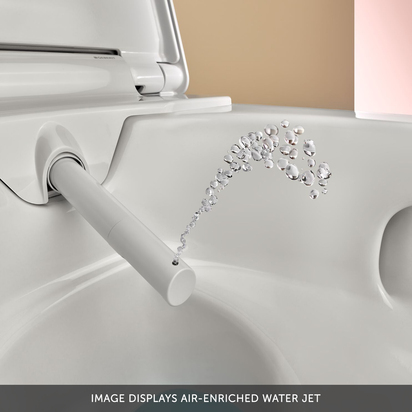 Geberit AquaClean Alba Rimless Wall Hung Smart Toilet with Wrap Over Soft Close Seat & Remote Control