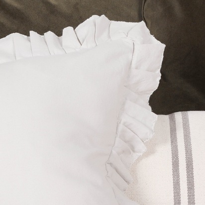 Silver Birch Grey Pink Cotton Frill 45cm Cushion Cover