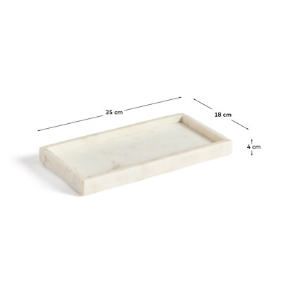 Serela tray in white marble 35 x 18 cm