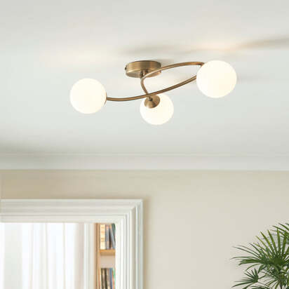 Jaymie 3-Light Antique Brass Semi-Flush Ceiling Light
