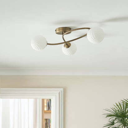 Jaymie 3-Light Antique Brass Semi-Flush Ceiling Light