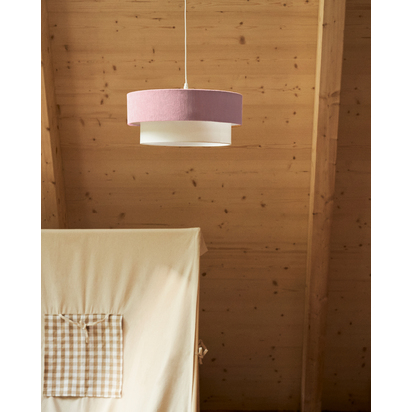 Bianella cotton and pink corduroy ceiling lamp