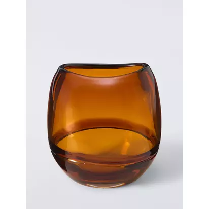 John Lewis Glass Vase, H16cm, Amber Amber | H15.90 x W16 x D16cm