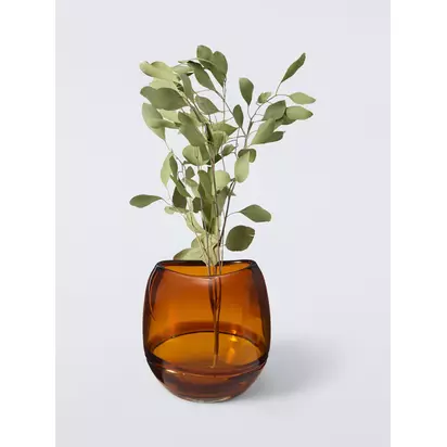 John Lewis Glass Vase, H16cm, Amber Amber | H15.90 x W16 x D16cm