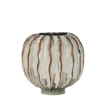 Neptune Lavington Round Stoneware Vase, H22cm, Blue Blue | H22 x W23 x D23cm