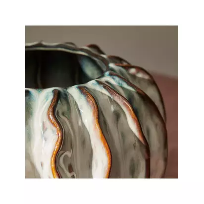 Neptune Lavington Round Stoneware Vase, H22cm, Blue Blue | H22 x W23 x D23cm