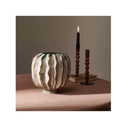 Neptune Lavington Round Stoneware Vase, H22cm, Blue Blue | H22 x W23 x D23cm