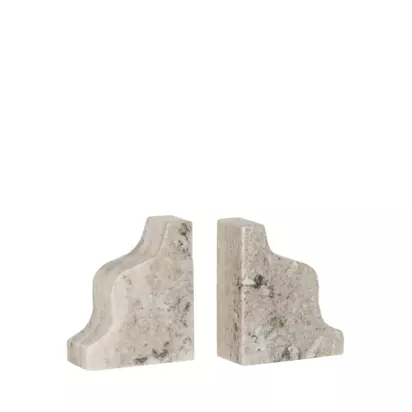 Neptune Malborough Curved Marble Bookends, Set of 2, Natural Natural | H12.50 x W20 x D20cm
