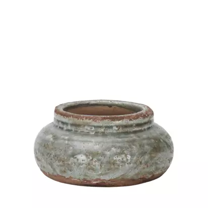 Neptune Broseley Low Indoor/Outdoor Earthenware Plant Pot, 21.5cm, Moss Moss | H10 x W21.50 x D21.50cm