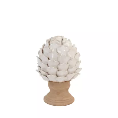 Neptune Suthfield Large Stoneware Artichoke Ornament, Off White Off White | H27.50 x W18.30 x D18.30cm